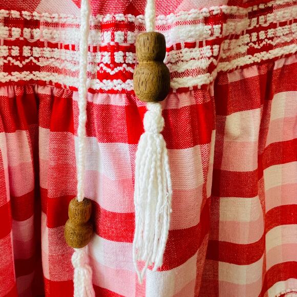 VINTAGE 70s Arola Finland Gingham Tiered Ruffle Midi Skirt Size XXS - Picture 6 of 8